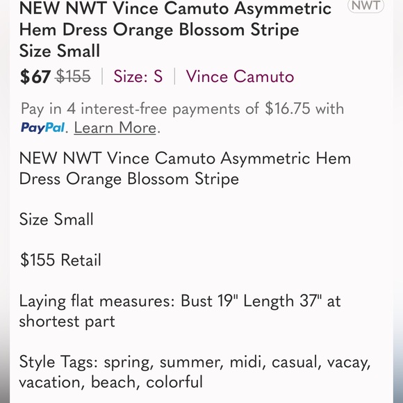 Vince Camuto Beautiful Fall Oranges Asymmetrical Tunic Striped Lined Dress XS/TP - Picture 16 of 16